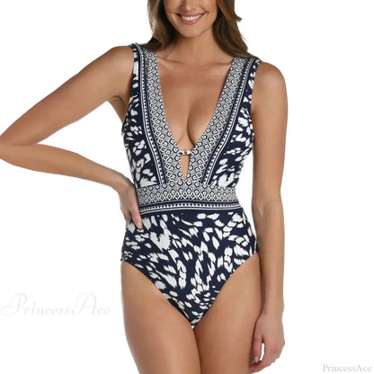 V-Neck Push Up Cross One Piece Swimsuit