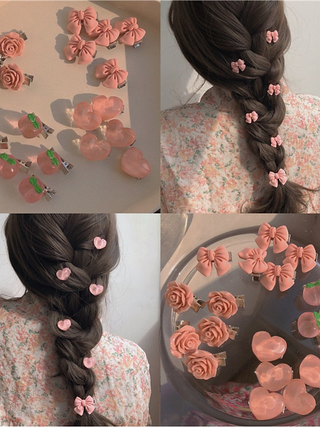 5pcs Per Set Girls' Hair Clip For Daily Flower Classic Butterfly. Peach.Flower Shape Hair Clips Alligator clip Hair Slide for Girl and Woman for Women