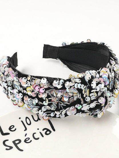 1PC Girls' Headbands Headband For Party Evening Sequins Fabric Fish Scale Sequin Headband - Sapphire Blue Fish Scale Sequin Headband - White Color Fish scale sequin headband - red and yellow for Women