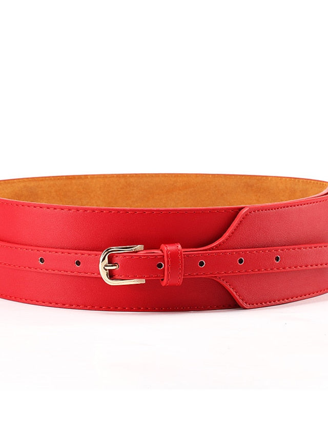 Wide Belt Party Wedding Street Daily Black Red Belt Pure Color Brown Fall Winter Spring Summer for Women