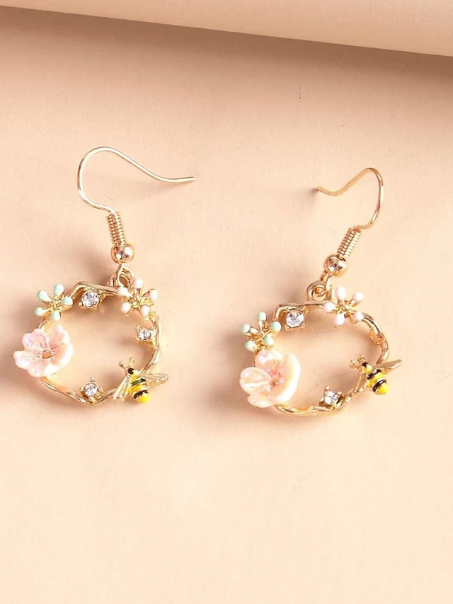 1 Pair Drop Earrings For Birthday Gift Prom Alloy Classic Petal for Women