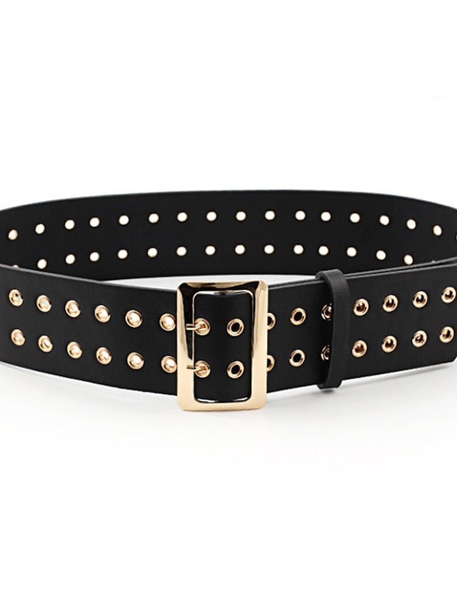 Unisex Wide Belt Corset Belt PU Leather Prong Buckle Eyelet Casual Classic Party Daily Black Coffee for Women