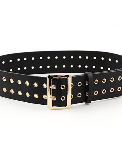 Unisex Wide Belt Corset Belt PU Leather Prong Buckle Eyelet Casual Classic Party Daily Black Coffee for Women