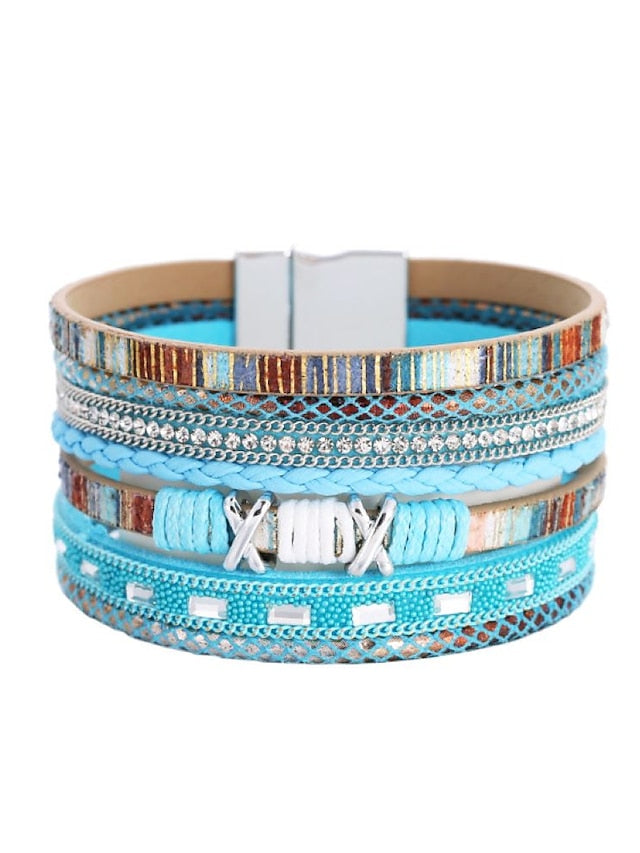 1PC Plaited Wrap Weave Statement Leather Bracelet Jewelry For  Halloween Daily Beach for Women