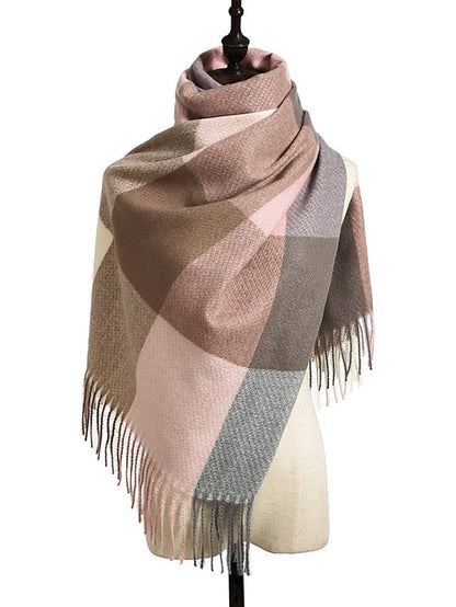 Shawls & Wraps Outdoor Dailywear Holiday Yellow Blue Orange Scarf Plaid for Women