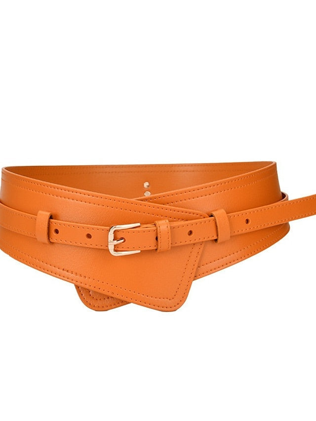 Belt Faux Leather White Black Camel Khaki Orange Wide Belt Outdoor Street Dailywear Holiday Pure Color / Spring / Summer / Fall / Winter for Women