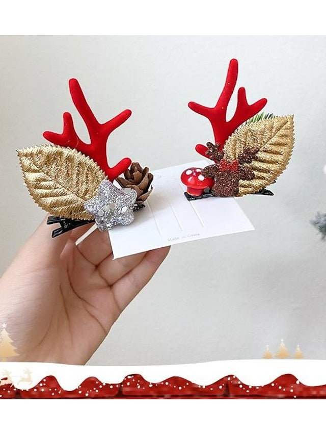 1PC Girls' Hair Clip For Christmas Fabric 9970H White Hair Brown Antler Hair Clip 9970N Red Sequin Green Bow Hair Clip 9970Z Snowflake Bow Antler Hair Clip for Women