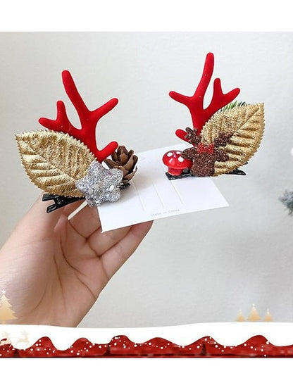 1PC Girls' Hair Clip For Christmas Fabric 9970H White Hair Brown Antler Hair Clip 9970N Red Sequin Green Bow Hair Clip 9970Z Snowflake Bow Antler Hair Clip for Women
