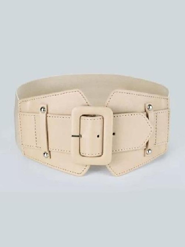 Rectangle Buckle Wide Belt for Women