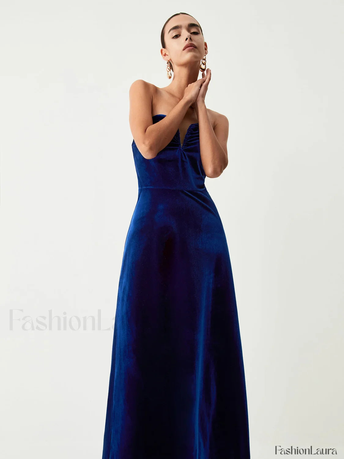 Velvet Bustier Graceful Tube Long Dress