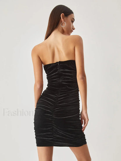 Velvet Bustier Graceful Tube Short Dress