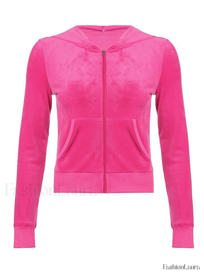 Velvet Zip Up Hoodie