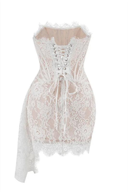 Minivestido con corsé de encaje sin tirantes Venus