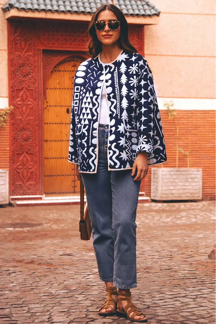 Chaqueta acolchada con estampado floral