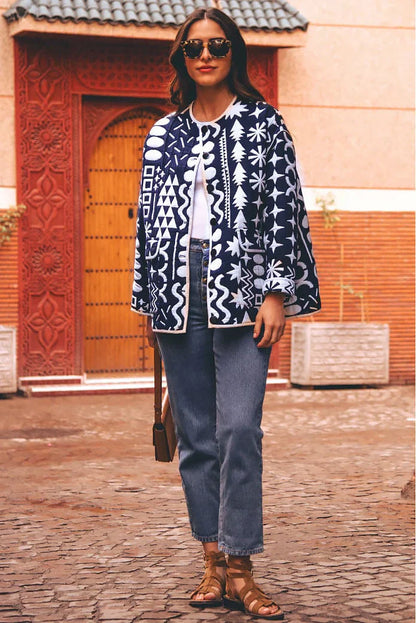 Chaqueta acolchada con estampado floral