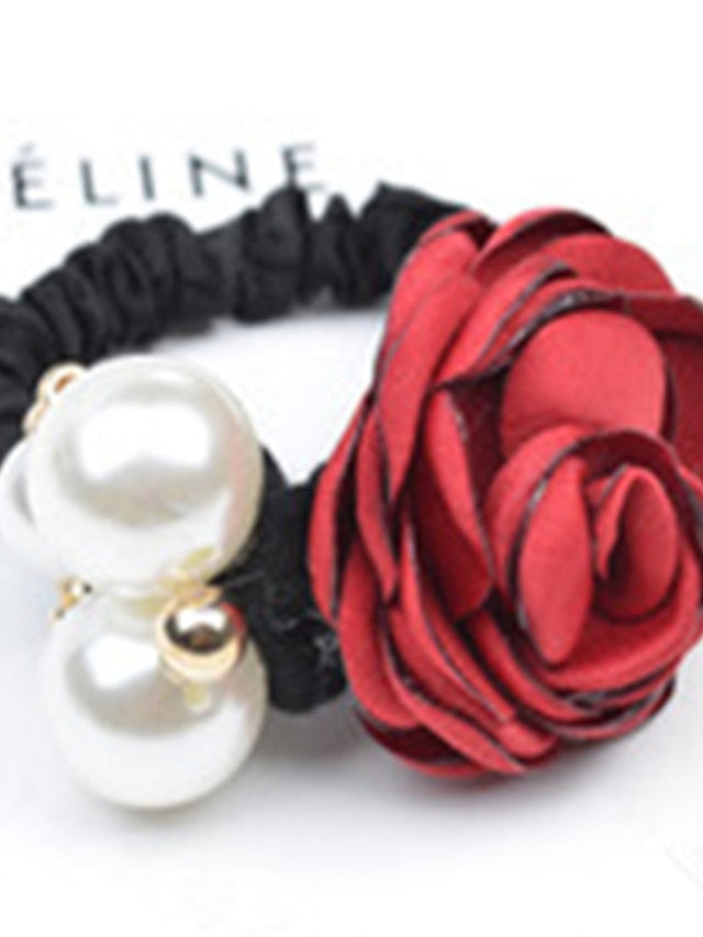 1pc Hair Ties Scrunchie For Street Daily Holiday Handmade Pearl Fabric Light Pink Light Purple Green for Women