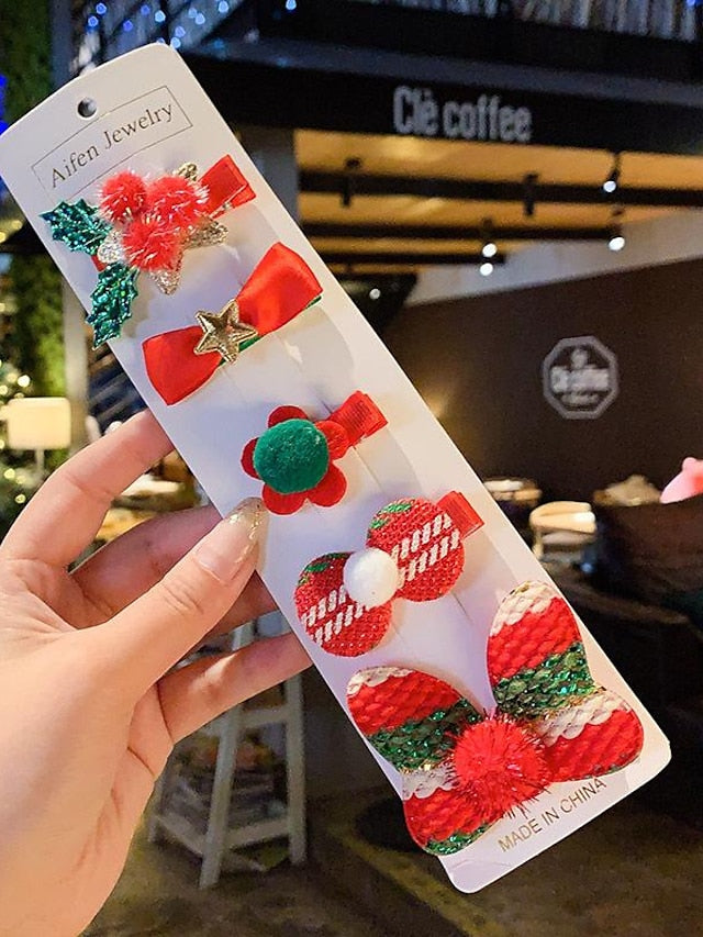 1PC Kid's Hair Accessory Set For Christmas Fabric Style 2 Style 3 Style 4 for Women