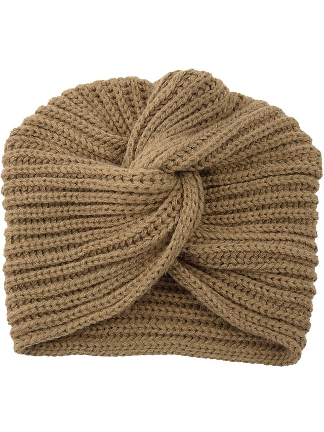 Muslim Inner Hijab Caps Bohemia Turban Cross Wrap Head Indian Hat Knitting Hijab Bonnet Turbante Cap for Women Wear for Women