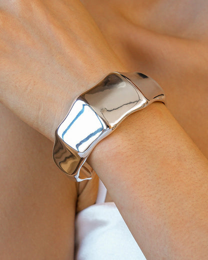 Wide Metal Geometric Bracelet