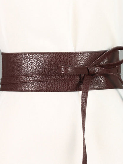 Unisex Wide Belt PU Leather Buckle Free Knot Decor Casual Classic Party Daily White Black Coffee for Women