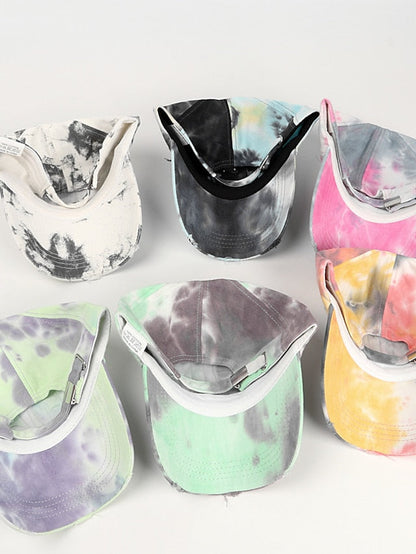 Hole Style New Tie Dye Irregular Gradient Baseball Cap Men's And Colorful Cap Outdoor Sun Protection Adjustable Hat for Women