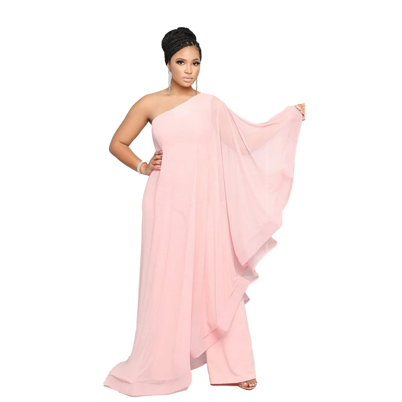 Vestido largo clásico de un solo hombro con volantes para mujer | Ideal para primavera/verano
