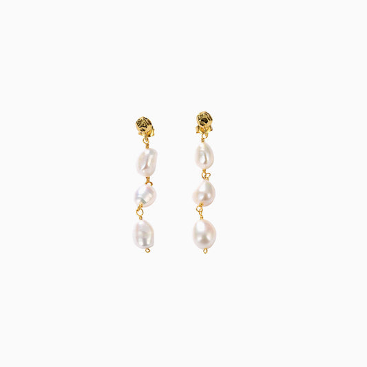 Vintage Dripping Pearl Linked Drop Earrings White