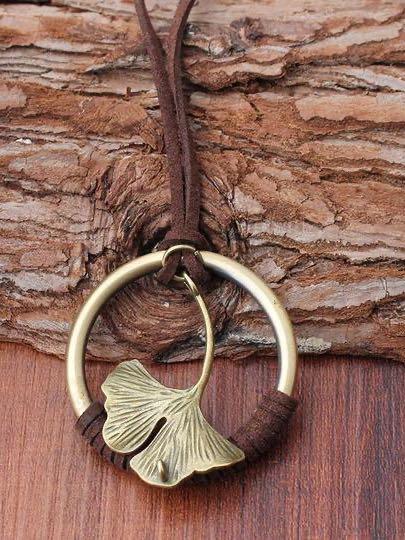 Vintage Ginkgo Leaf Alloy necklace for Women