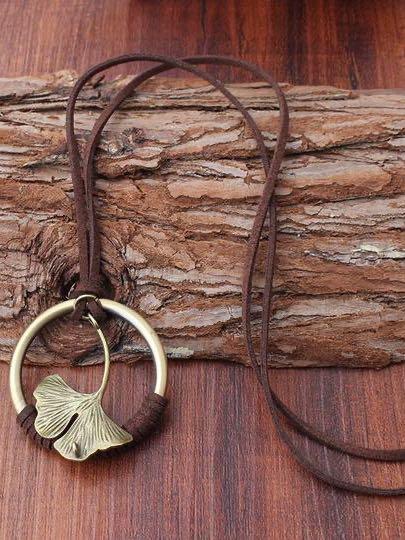 Vintage Ginkgo Leaf Alloy necklace for Women