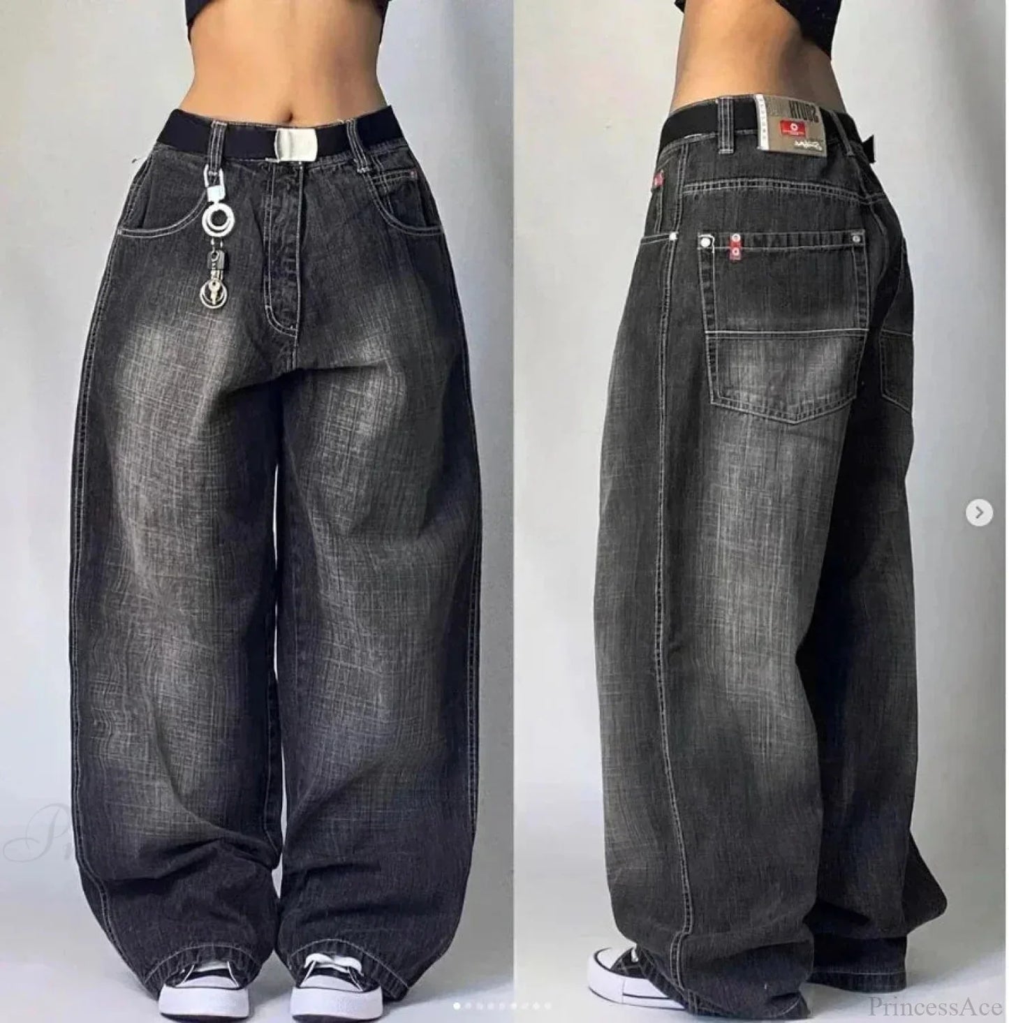 Vintage Gothic Cross Wings Stitched Pants