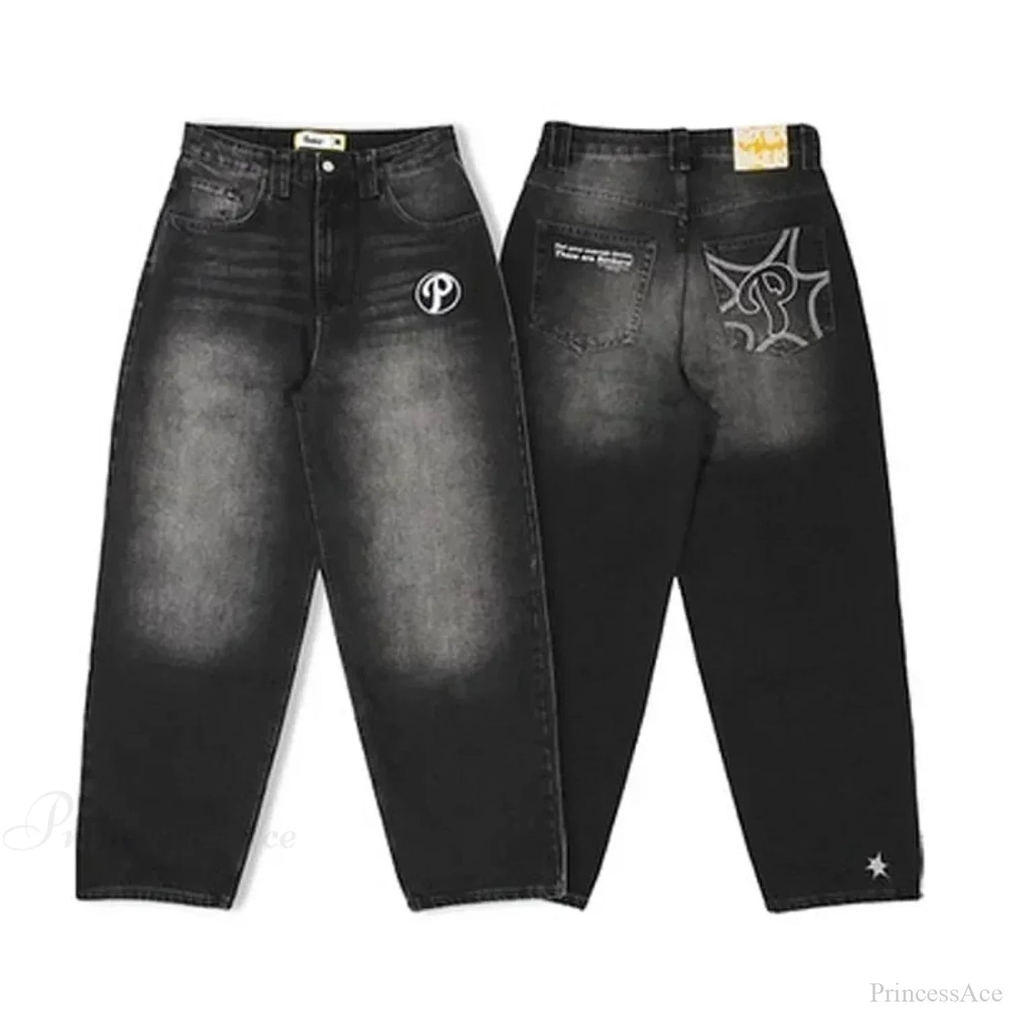 Vintage Gothic Cross Wings Stitched Pants