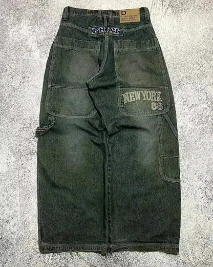 Vintage Gothic Cross Wings Stitched Pants