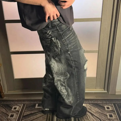 Vintage Gothic High-Waisted Torn Trouser