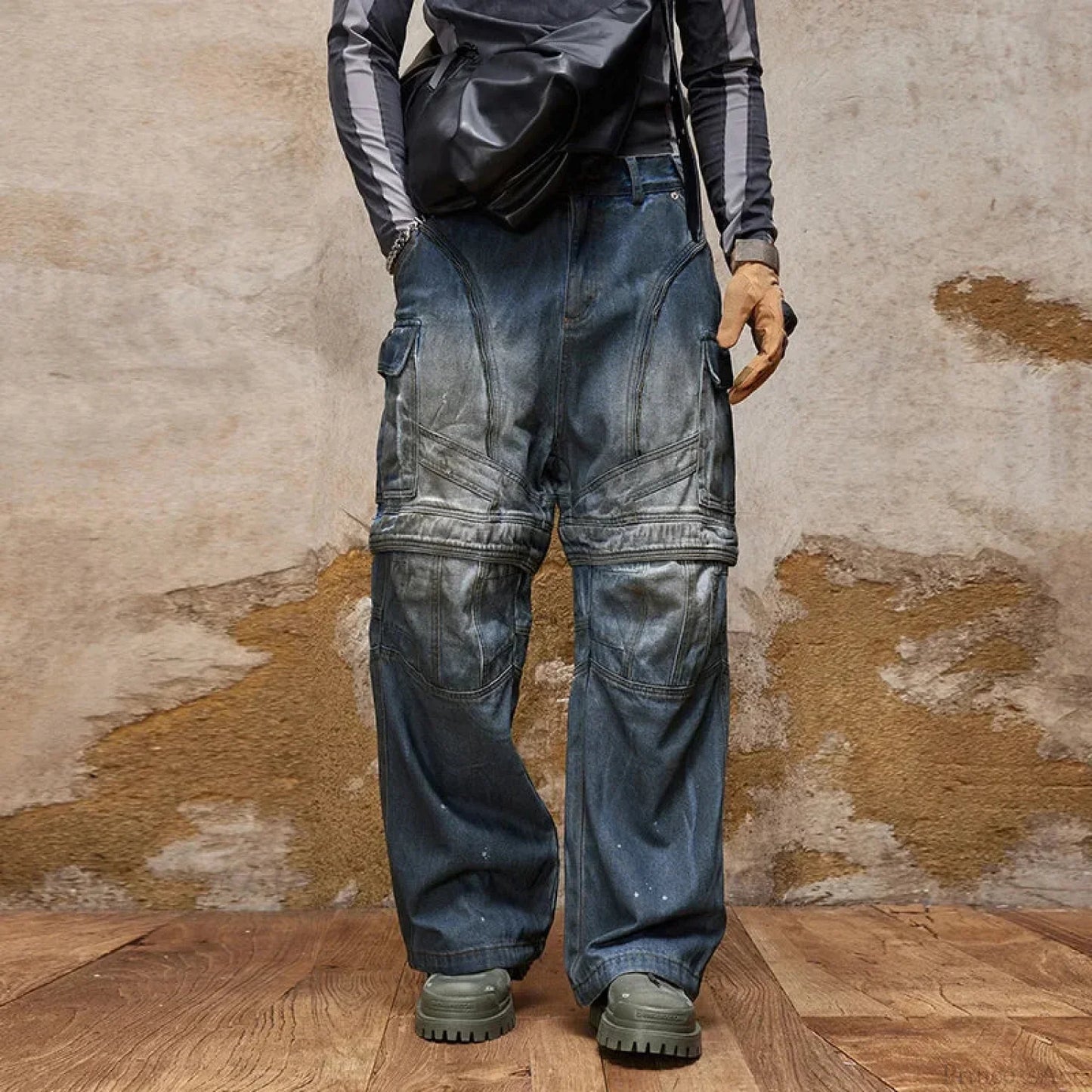 Vintage Gothic Multi-Pocket Denim Trouser