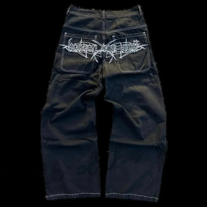 Vintage Gothic Skull Embroidered Trouser