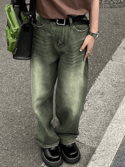 Vintage Green Wash Boyfriend Jeans