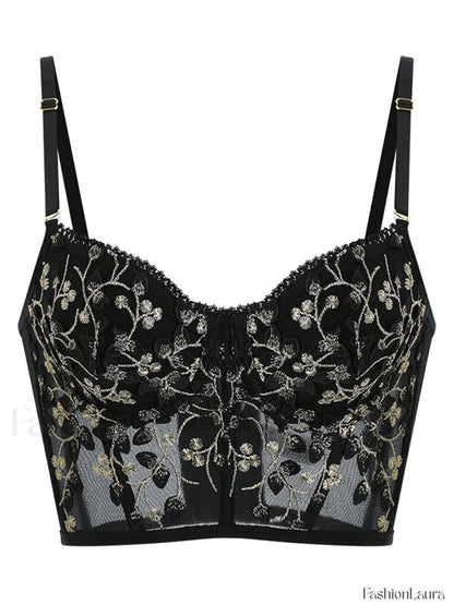 Vintage Lace Embroidery Bustier