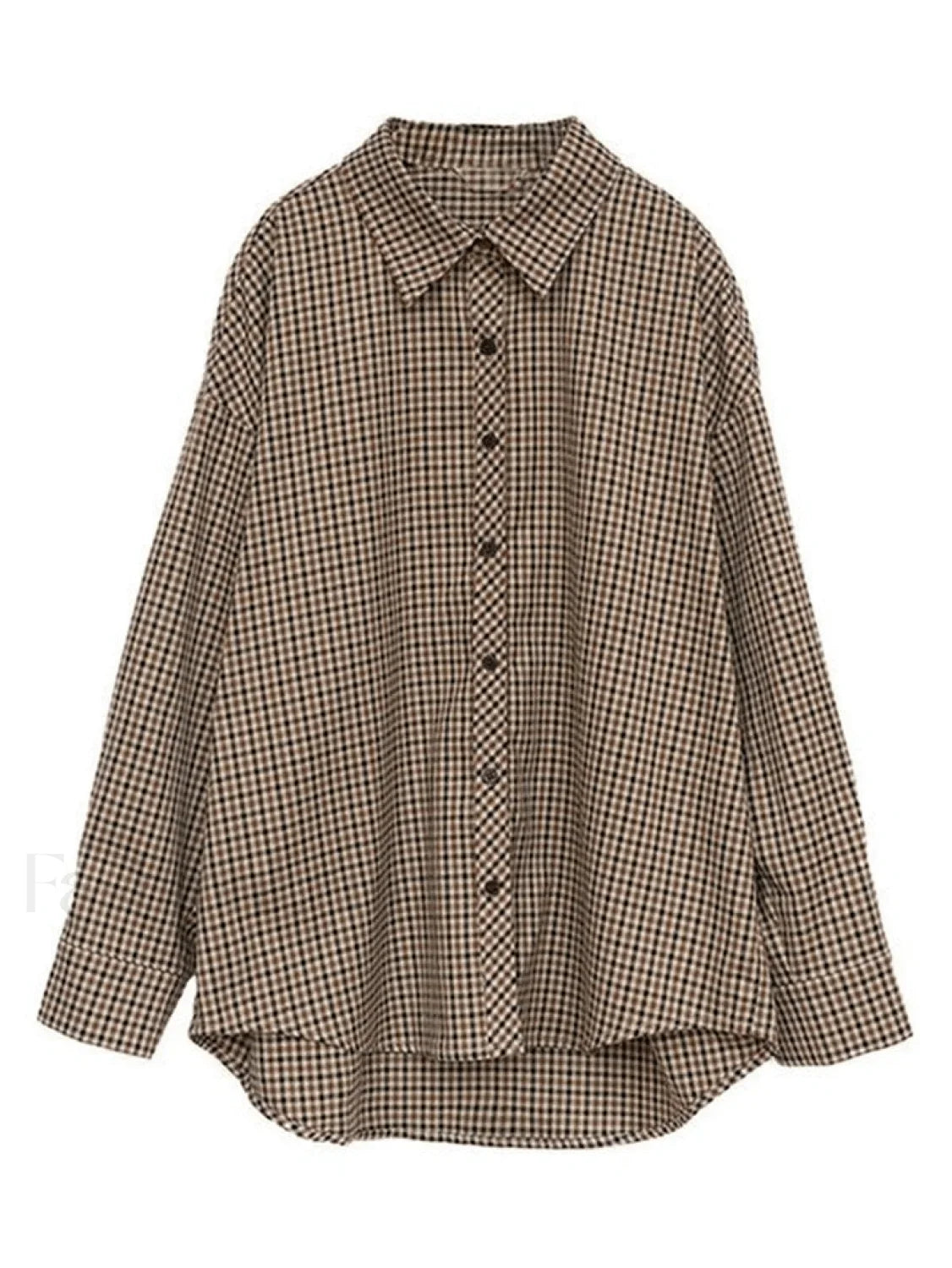 Vintage Long Sleeve Checkered Blouse