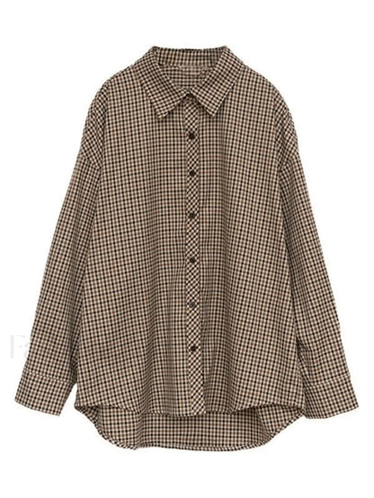 Vintage Long Sleeve Checkered Blouse