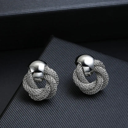 Vintage Metallic Twisted Weaving Round Circle Dangle Earrings Wedding Earring