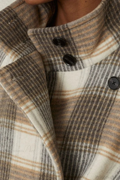Vintage Plaid Belted Wool Coat