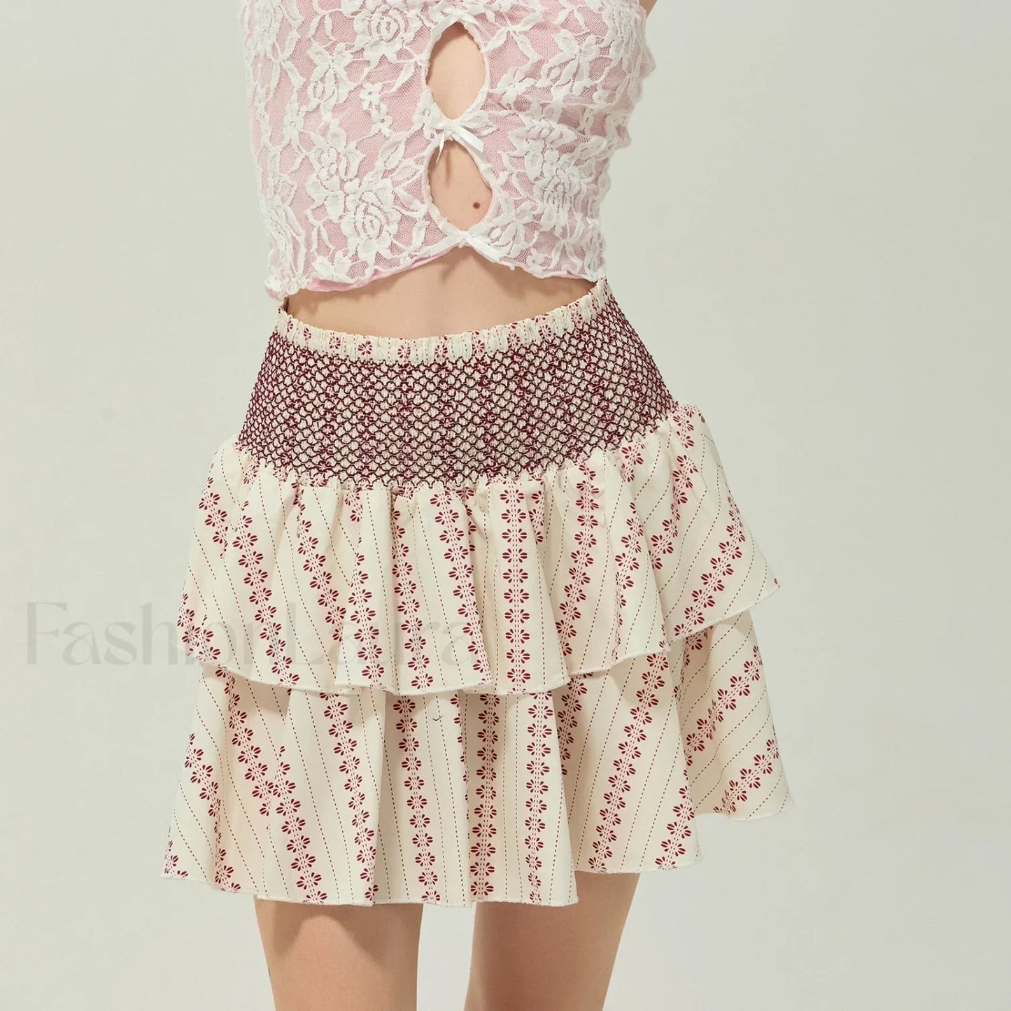Vintage Shirred Floral Cake Skirt