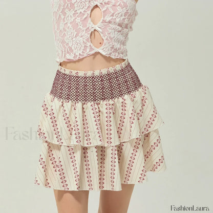 Vintage Shirred Floral Cake Skirt