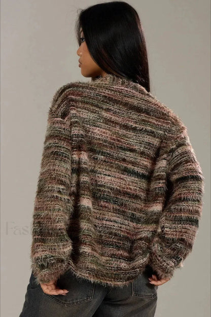 Vintage Stripe V-neck Knit Cardigan
