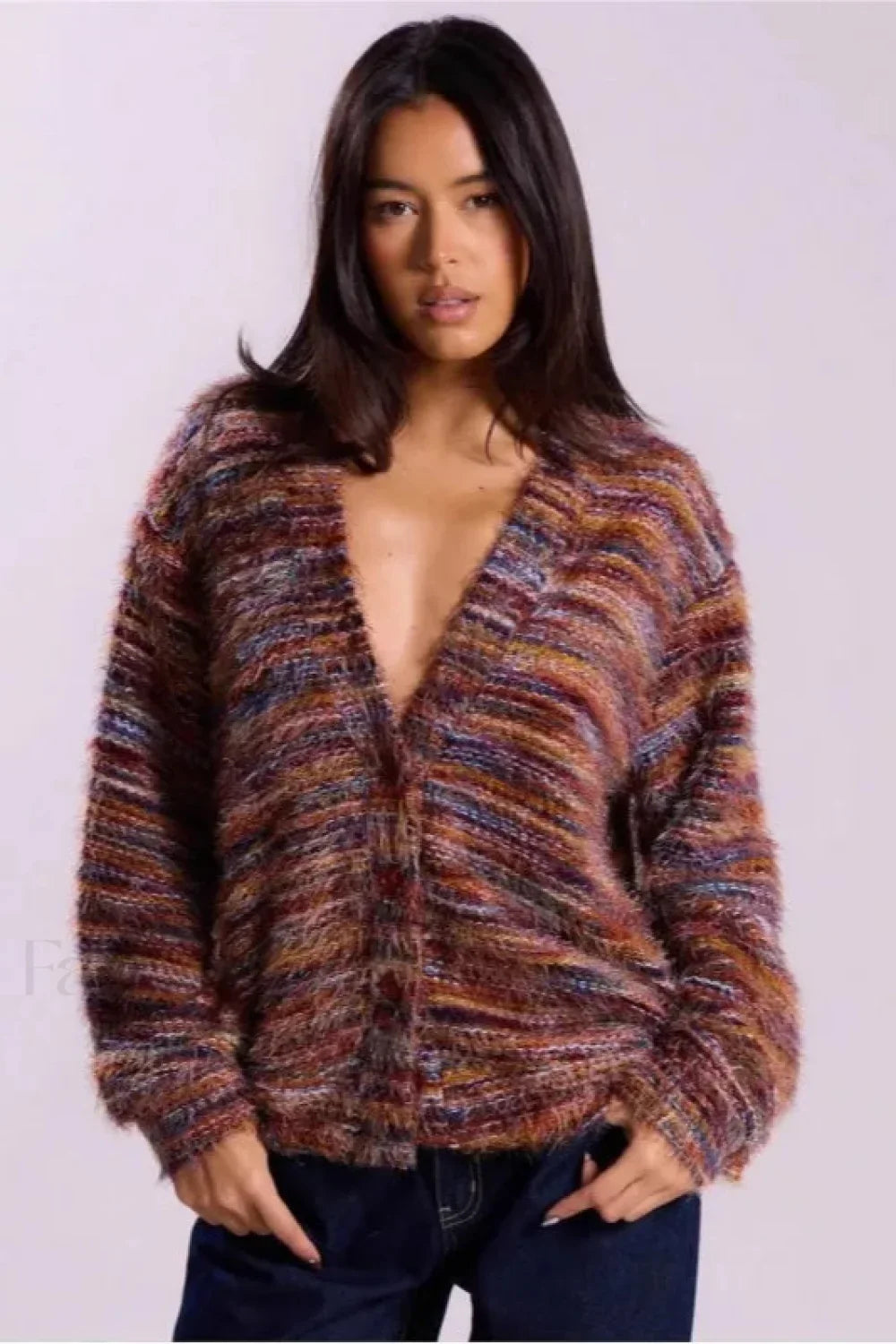 Vintage Stripe V-neck Knit Cardigan
