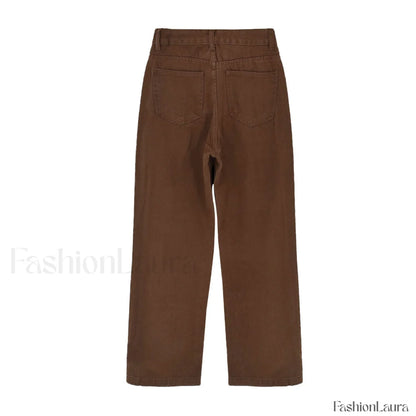 Vintage Style '90s High Waist Straight Leg Jeans - Chocolate