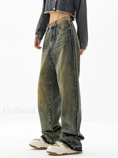 Vintage Wash Distressed Boyfriend Jeans