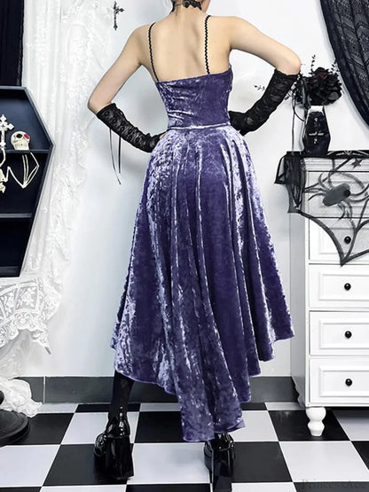 Violet Lace Cross Bodice Midi Dress