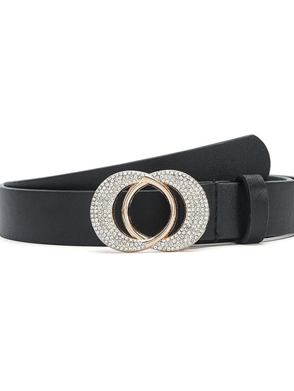 Unisex PU Buckle Belt PU Leather Prong Buckle O-ring Classic Casual Party Work Black White Brown Beige for Women