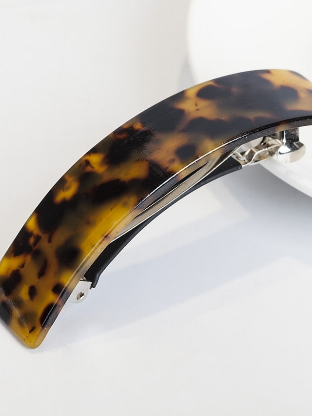 1PC Girls' Hair Clip Large French Barrettes for Women Fine Thick Hair Classic Tortoise Shell Hair Clips Wide Curved Celluloid Ponytail Holder Clamp Fashion Hair Accessories Automatic Clasp for Women